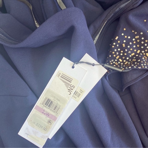 379. NWT Calvin Klein Womens Navy Short Sleeve Wide Leg Evening Jumpsuit 22W - Picture 3 of 4